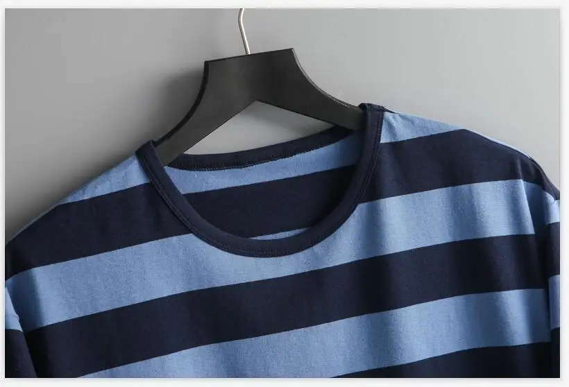 
wholesale Two Tone Stripe horizontal stripes tee Rounded neck Oversized T Shirt for men 