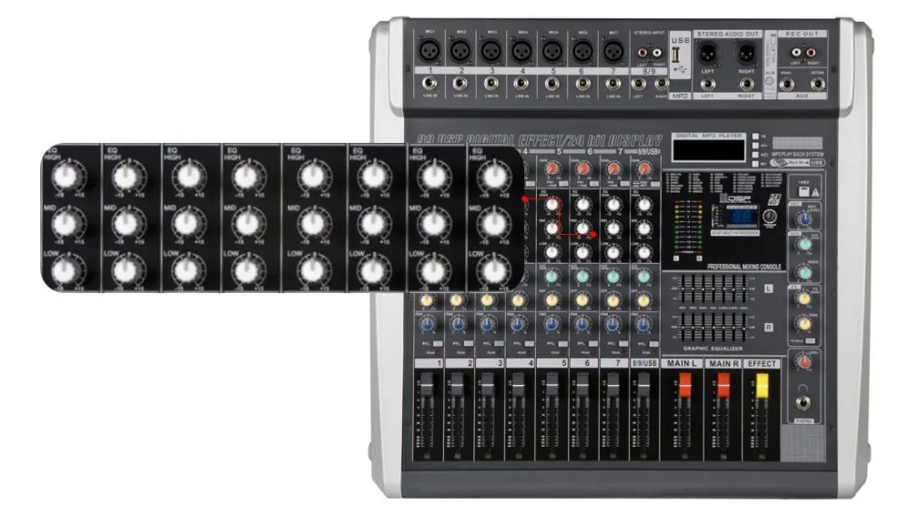 LAIKESI DMR800D 99 DSP dj mixing console audio with 48v phantom power