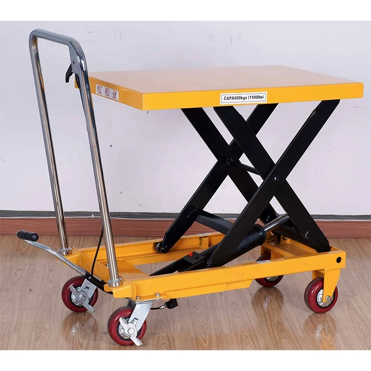 500KG PTH series three scissors type foldable manual hydraulic scissor lift platform lift table