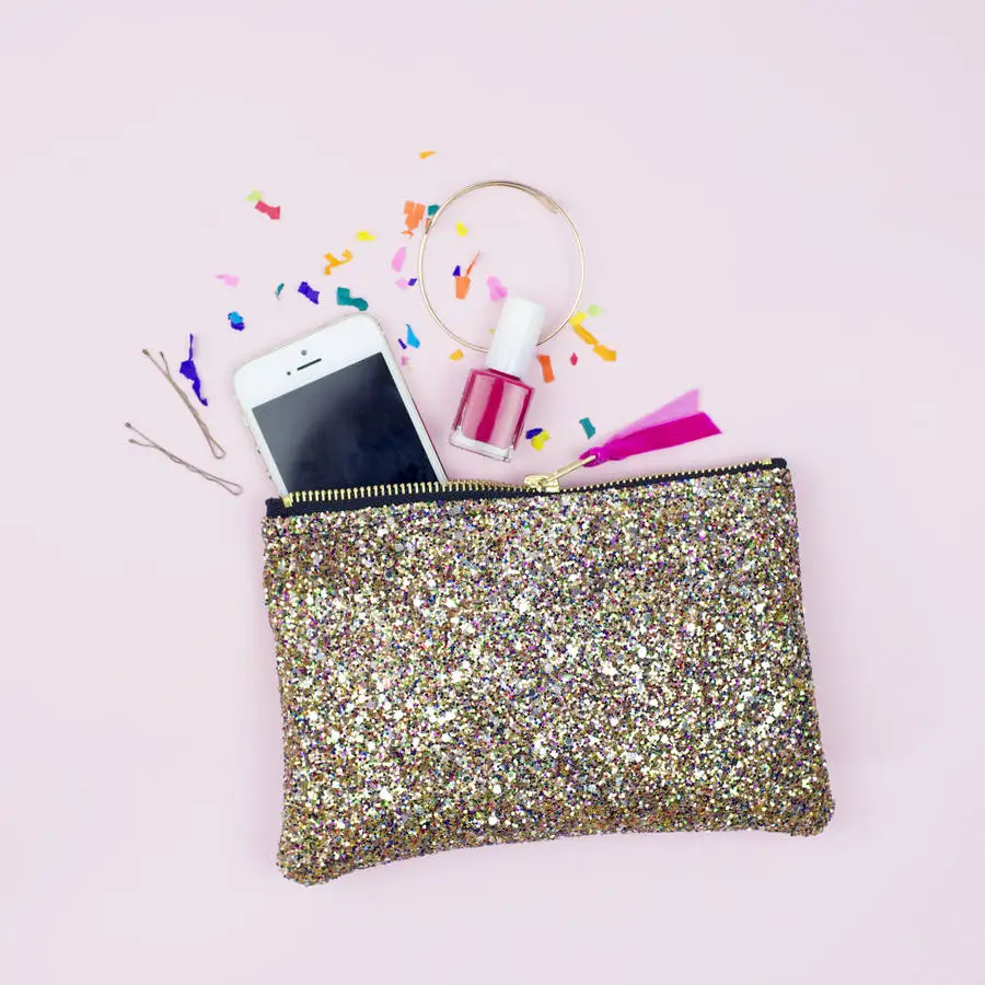 blank fashion women party glitter cosmetic bag makeup travel bag cosmetic clutch bag