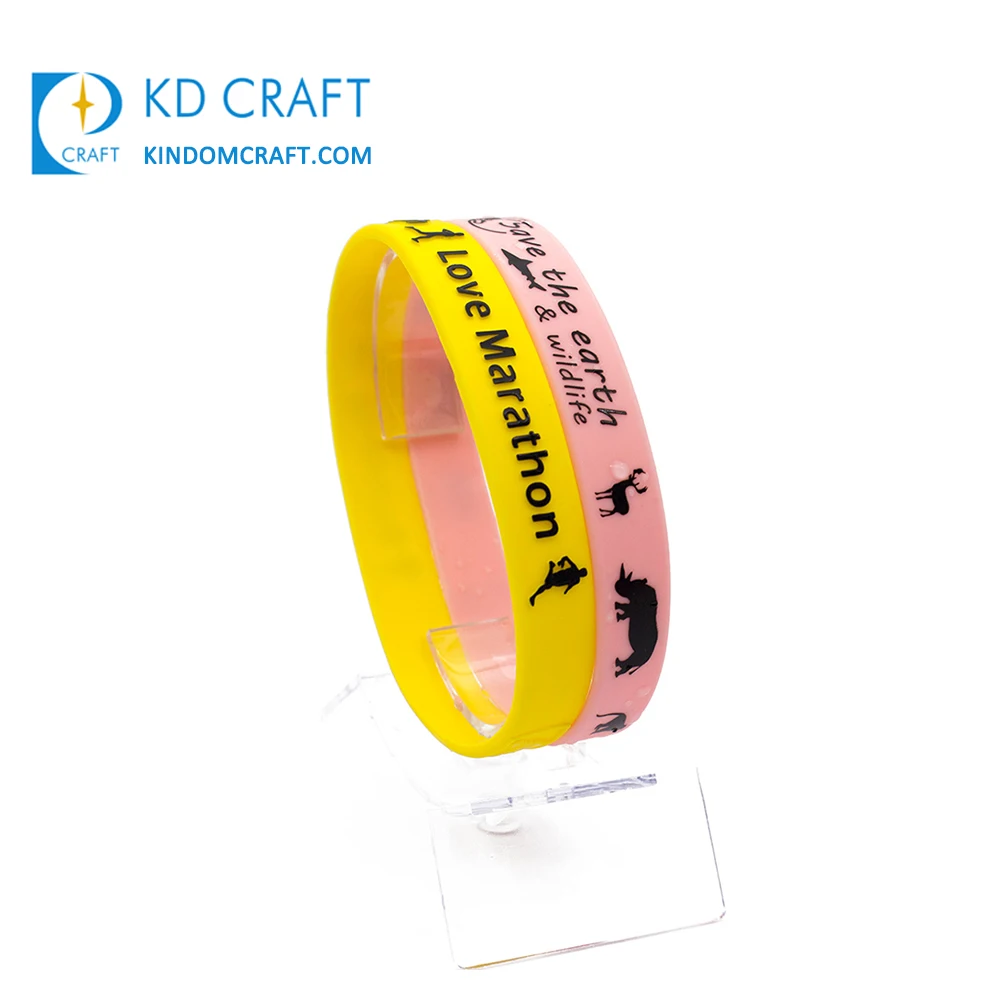 Manufacturer in china cheap custom logo printing silicone bracelet yellow rubber wristbands for promotion
