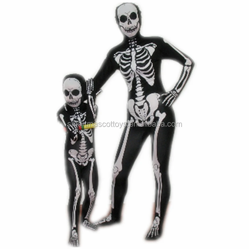 Children and Adult size skeleton zentai body suit breathable lycra skeleton zentai suit