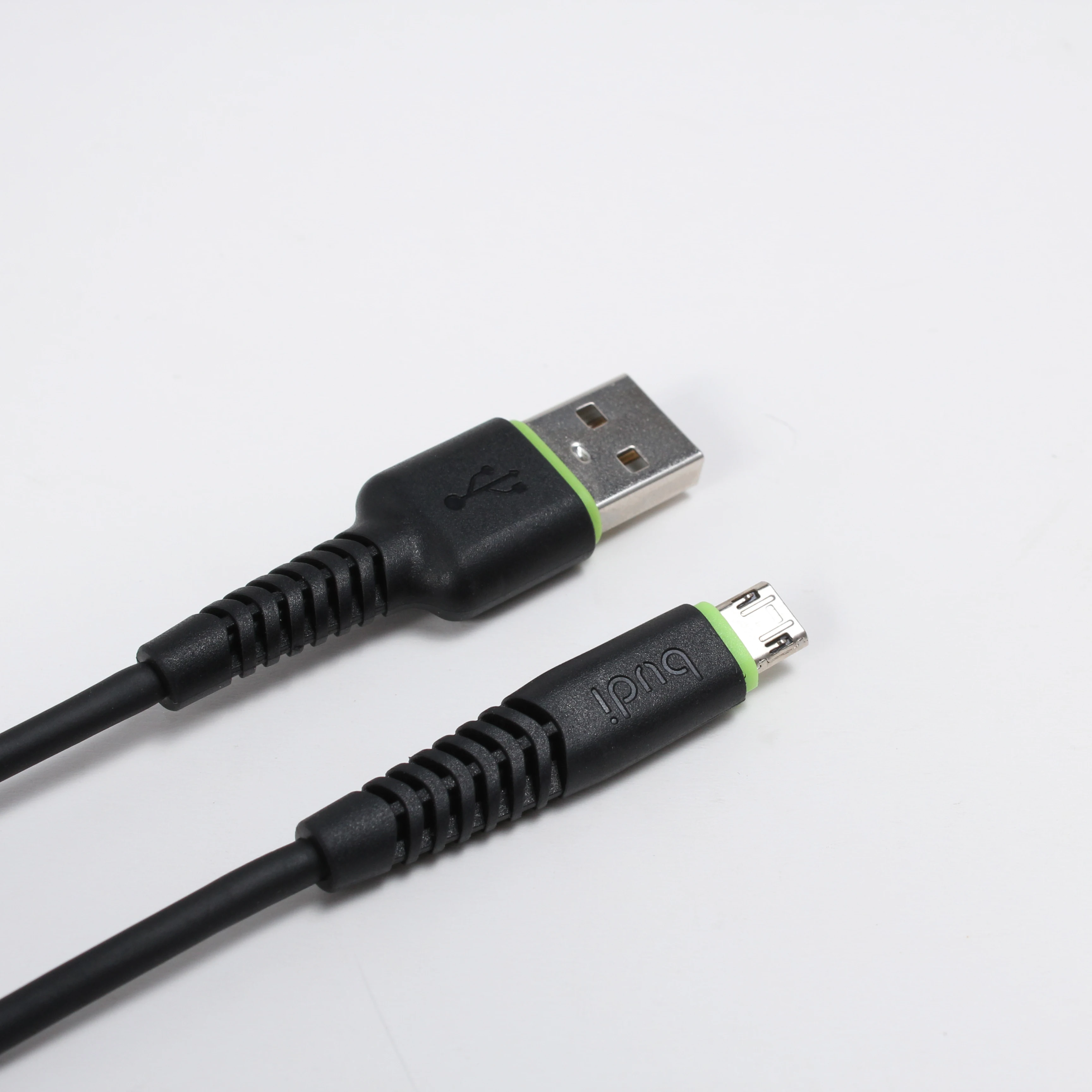 Budi factory wholesale Micro-USB to USB Charge/Sync TPE Cable can pass 2.4A current fast speed charger cable double side used