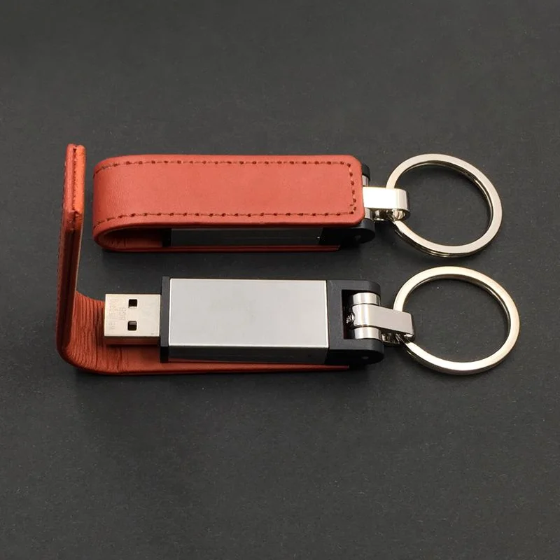 Дешевый кожаный usb флеш-накопитель 16 ГБ 32 ГБ с кольцом для ключей