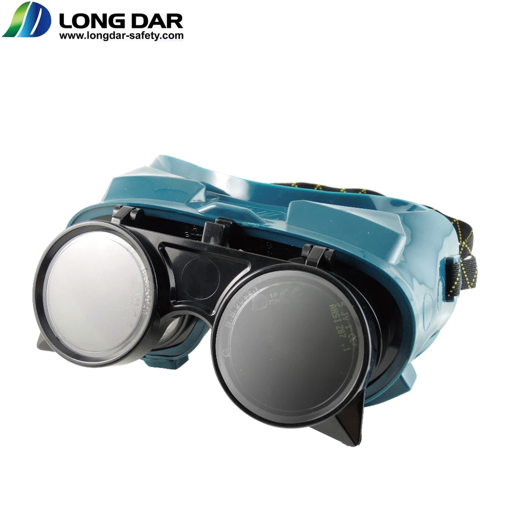 Flip front PPE safety equipment ANSI Z87.1 CE EN175 approval PVC frame shade#5 Green Lens metal-cutting Welding Goggle