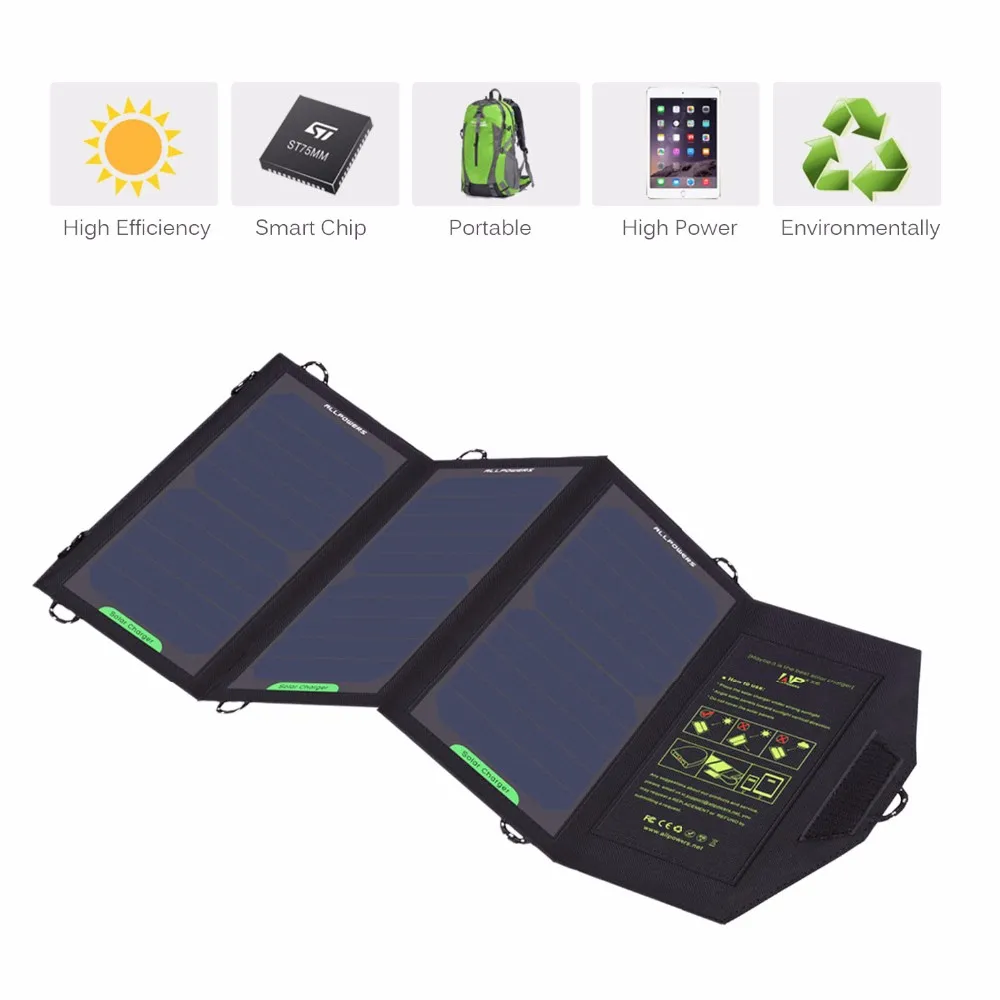DOO&ODM 15W Foldable Solar Charger Outdoor Solar Chargers for iphone ipad samsung camera and ta
