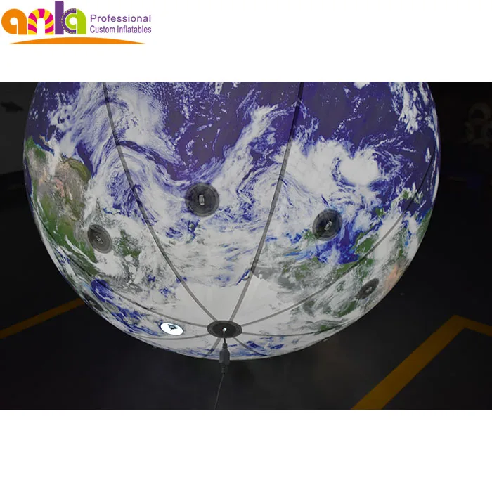 Hanging 1.5m PVC inflatable planet balls,inflatable hot air balloon earth globe with led light