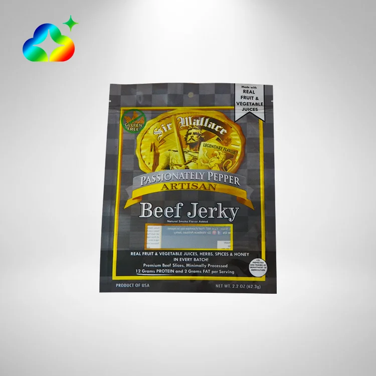 Customized Logo Food Packaging Pouch Small Clear Window Zipper Plastic Ziplock Bags For Pork Beef Jerky