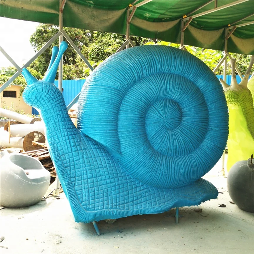 high quality giant green and blue snail fiberglass cartoon statue for sale