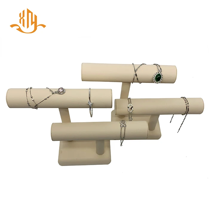 
Custom Wholesale Leather Hovering T-Bar Bracelet Bangle Necklace Jewelry Display Stand 