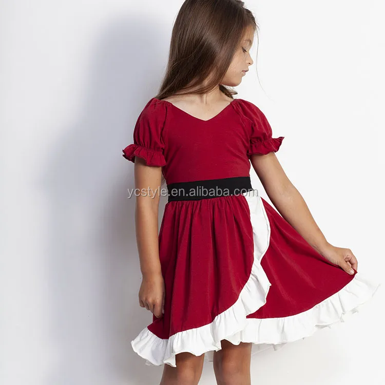 kids clothing wholesale 100% cotton Christmas dress, Girl Pinafore dress Welcome customized Christmas outfits