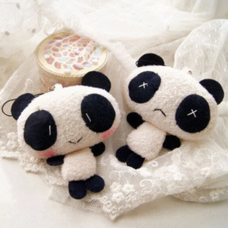 50pcs/lot Mini cute panda with chain bear Stuffed plush