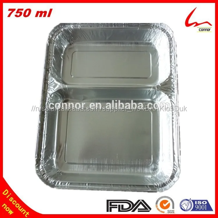 2 места контейнер алюминиевой фольги для пассажиров