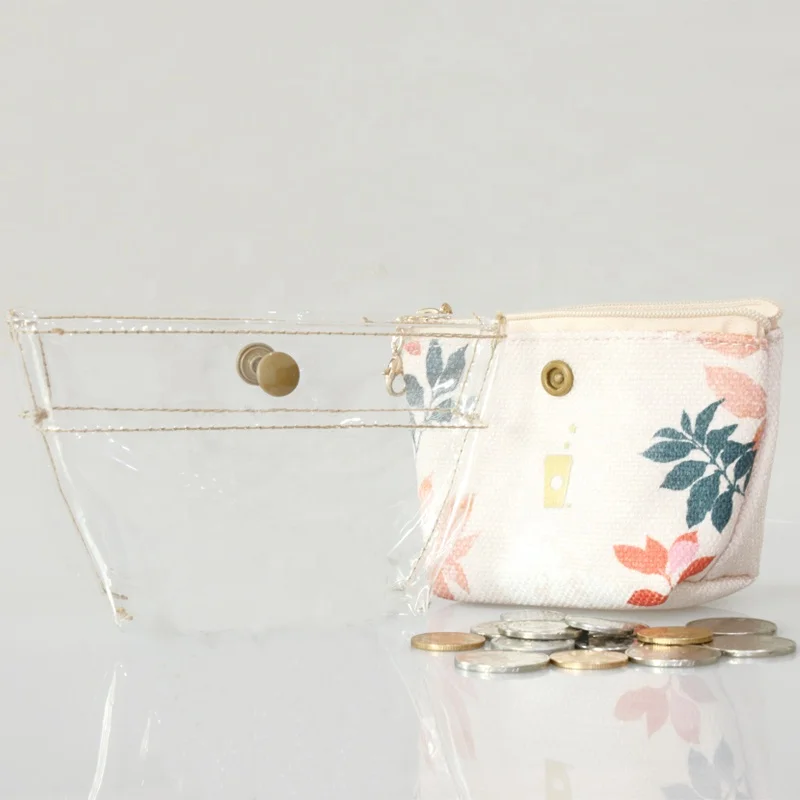 Hasp Money Purse Trendy Multi-function Carrying Coin Bag with Fabric Customized PVC Coin Holder Cosmetic Bag Zipper & Hasp Girls