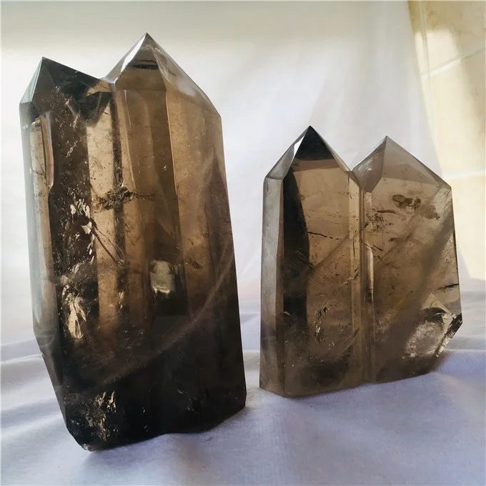 wholesale high quality  natural  crystal  wands multiple smoky  point for decoration