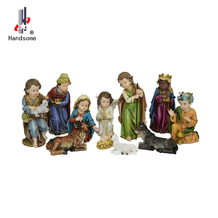 Big Size Polyresin Figurine Outdoor Christmas Decorations Crib Nativity Scene for motel home