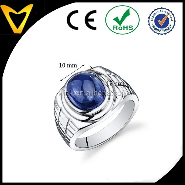 Sterling Silver Rhodium Plating  men wedding ring Mens Created Sapphire Ring