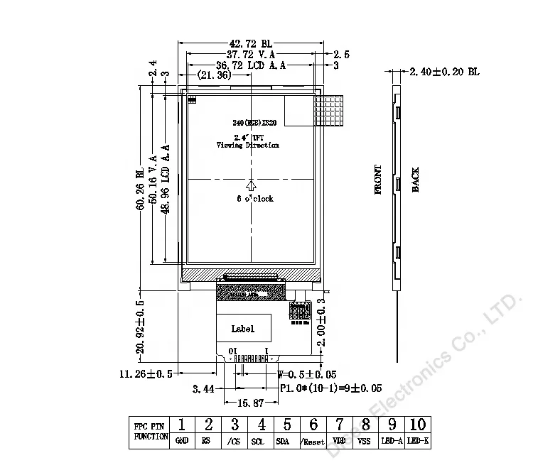 ST7789V 240*320 2.4 Inch TFT LCD Module With 4 Wire SPI Interface