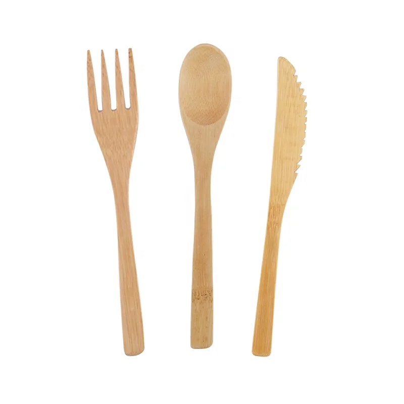 Top selling eco friendly bamboo knife fork spoon chopsticks tableware reusable cutlery set kids with fiber bag