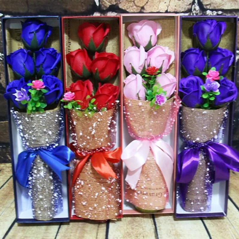 Souvenir gift carnation and rose flower soap bouquet