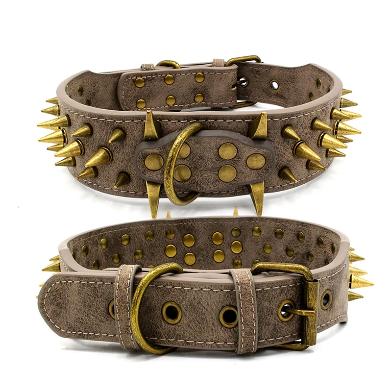 New domineering dog collar large dog bronze rivet pet collar super sharp spike dog collar traction