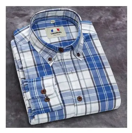 
Wholesale high quality new checks men custom designs long sleeve shirt 