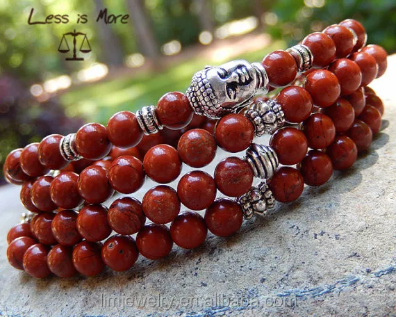 108 Buddhist prayer beads Red Jasper Mala Bracelet & Necklace for men