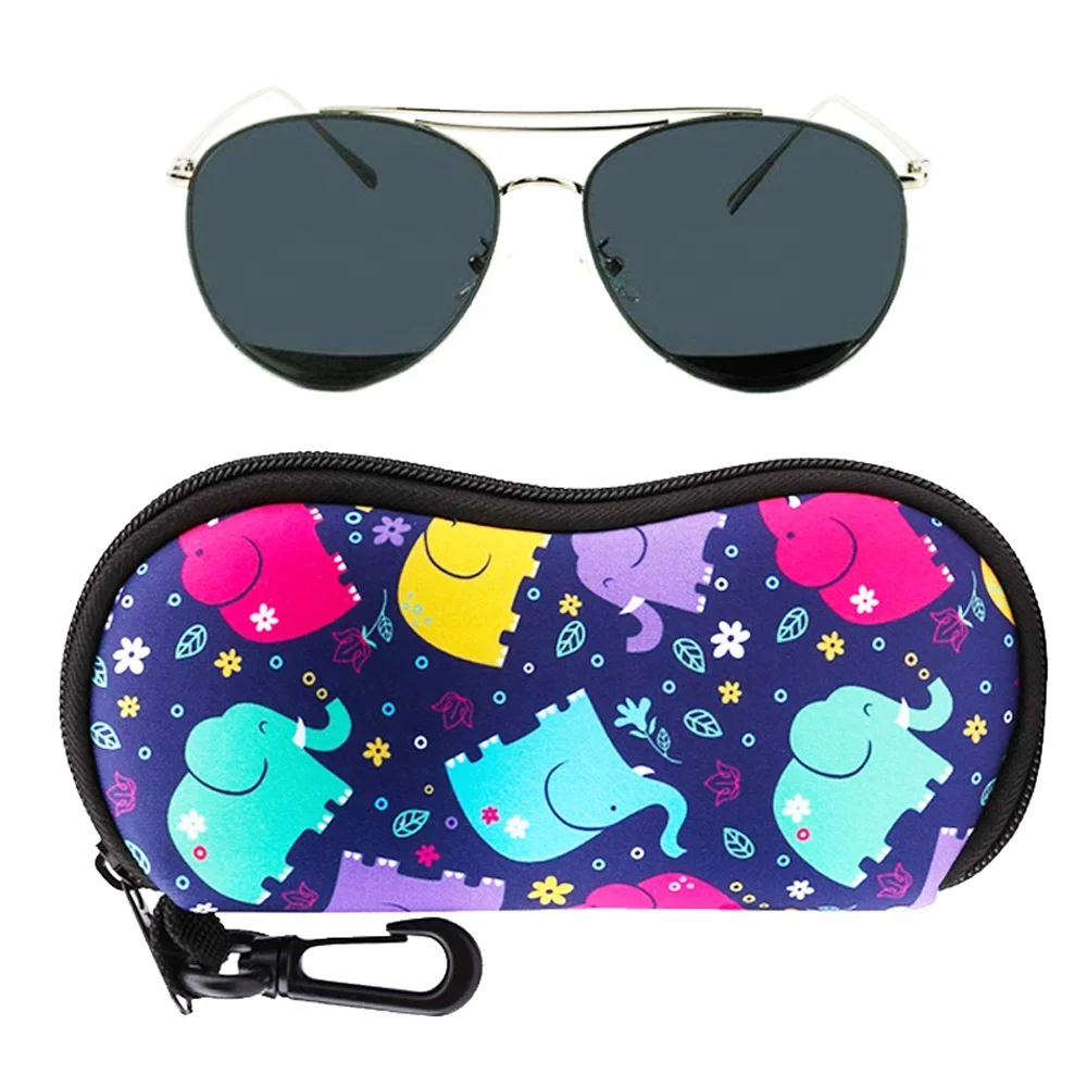 Неопреновый мягкий чехол для солнцезащитных очков на молнии с металлическим брелоком и принтом логотипа на заказ