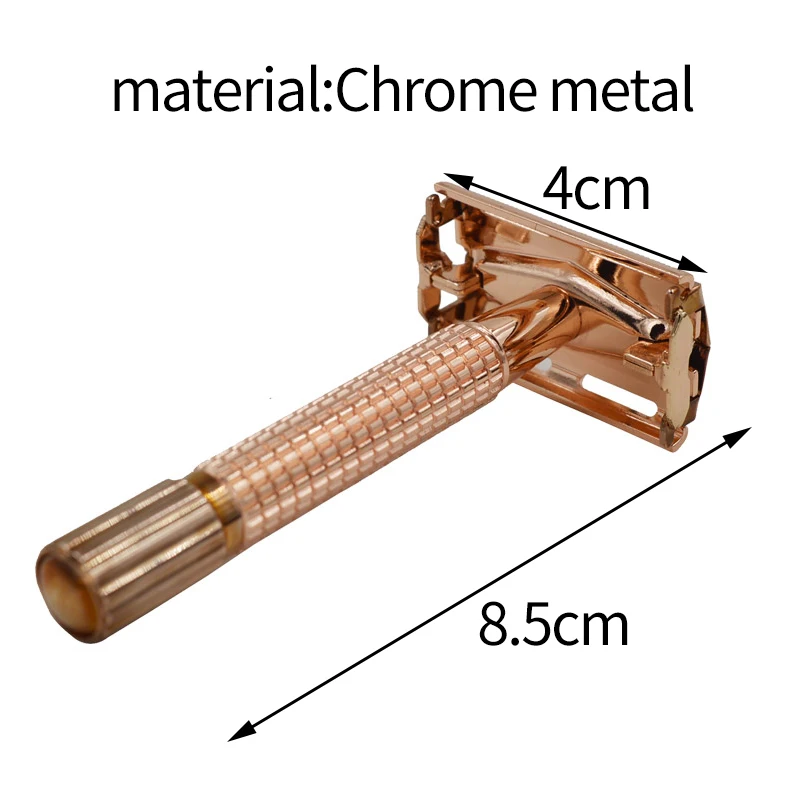 Dishi mens Metal long gold Handle Double Edge Safty shaving Razor size 8.5cm