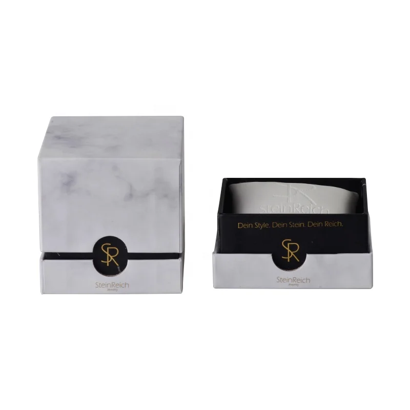 High end design quartz watch packaging paper box marble printing custom logo watch box