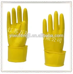 Yellow and Red Household Latex Rubber Gloves 40g-70g Unlined and Flocklined