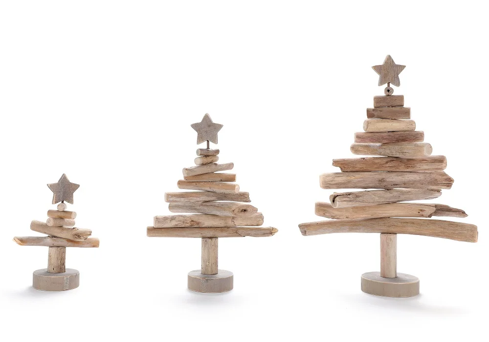 Natural Beach Driftwood Decor Christmas Display Tree on Wood Stand