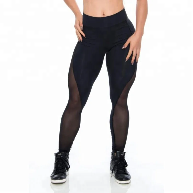 Wholesale Solid Color Transparent High Waist Tights Sexy Women Yoga Fitness Pants