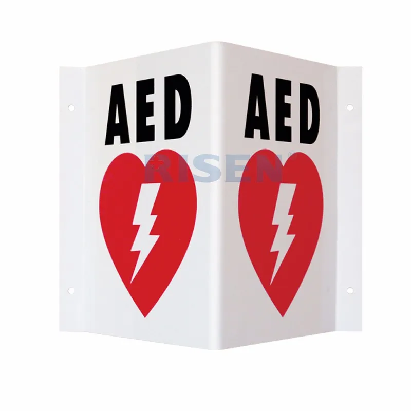 
OEM service logo print customized defibrillator signs aed wall sign for emergency training class 
