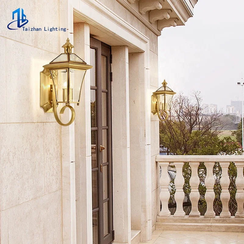 Wall led lights outdoor waterproof hotel room wall light full brass wall lamp k9 glass decorative lighting