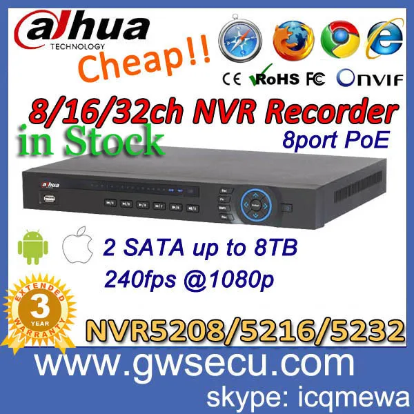 cheap dahua h264 network nvr 8/16/31ch full hd 1080p realtime security cctv ip nvr5208 nvr5216 nvr5232