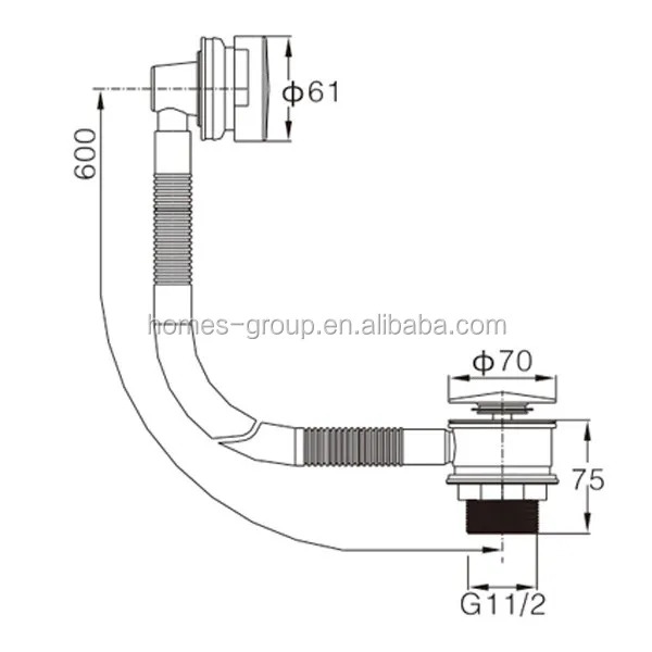 Chrome Finished Universal Bathtub Waste drainer and Overflow Strainer and Push Pull Stopper