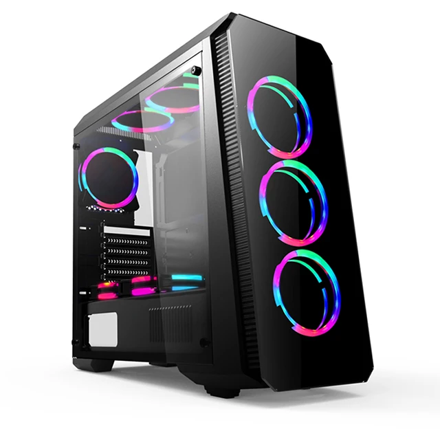 Tempered Glass RGB Fans Gaming Computer Case Mid tower PC Case