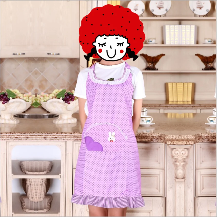 Pink blue Korean sweet style sexy lace cooking apron maid waitress work waist cross back apron for girl lady women overclothes
