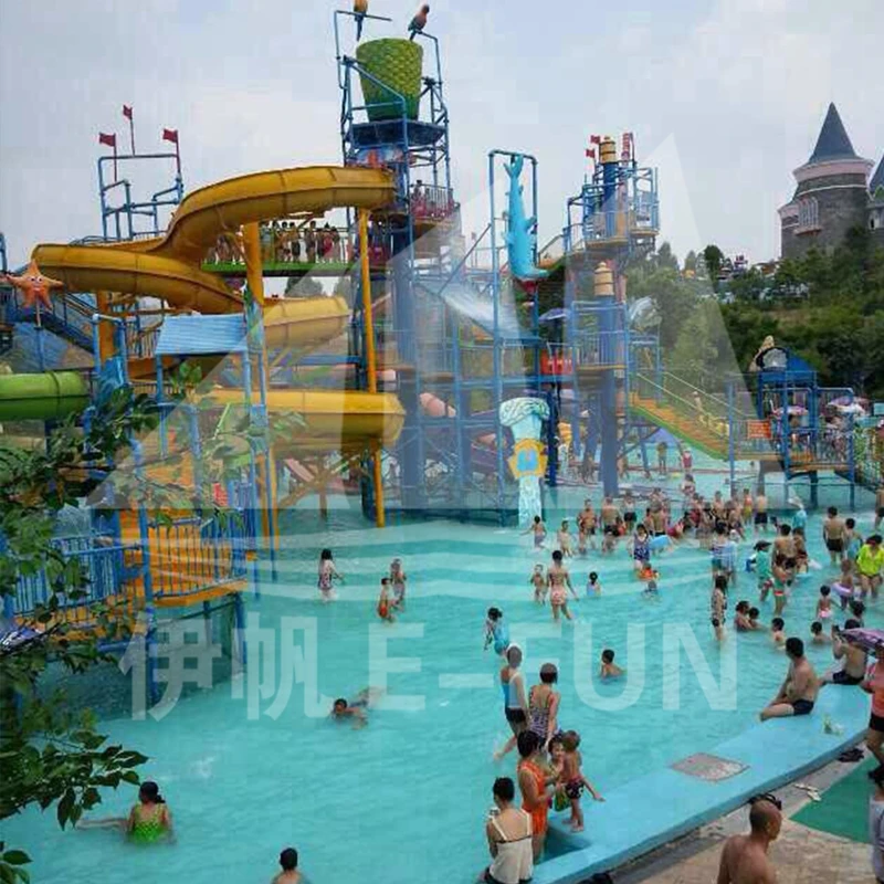 China Guangxi 30,000 Fiberglass Water Slide / Wave Pool / Family Water Playground Water Park