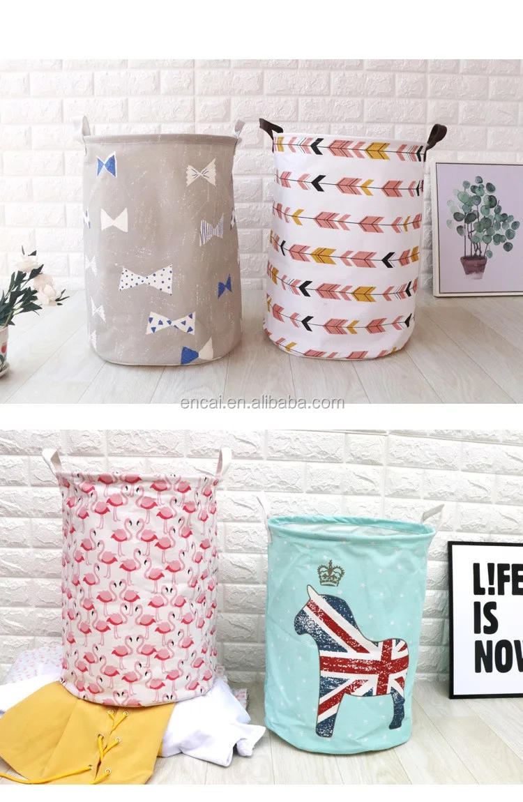 Encai Collapsible Toy Storage Basket Waterproof Nordic Style Dirty Clothes Laundry Baskets