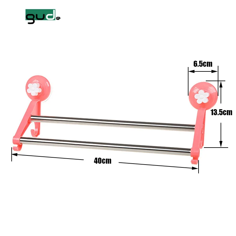 Manufacturer of bath plastic Suction-cup double pole towel rack/towel shelf