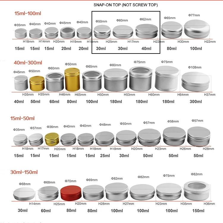 15ml 15g Small Metal Aluminum Tin Container with Screw Top for Travelling Packaging