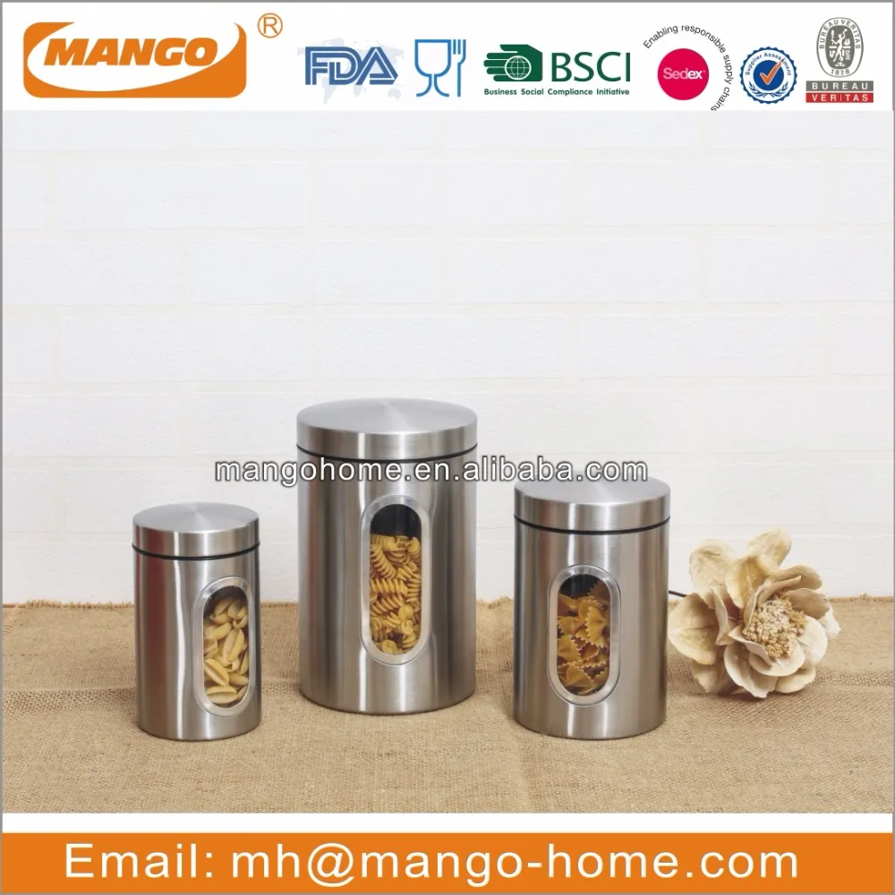 Matt color airtight stainless steel metal pasta kitchen canister