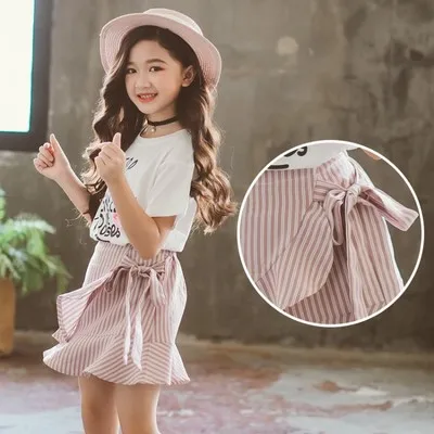 Hao Baby Children Wear Children Suits Summer Flower Skirt Suit Two-Piece Suit The New Stripe Of The Girls