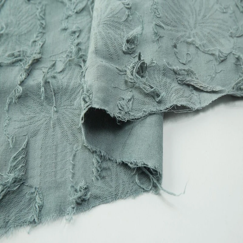 Stock a lot  linen and cotton blended embroideredfabric for Dress Shirt Trousers