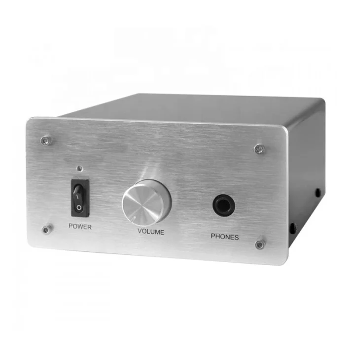 custom aluminum mini portable headphone amplifier amp enclosure chassis case with silver anodized