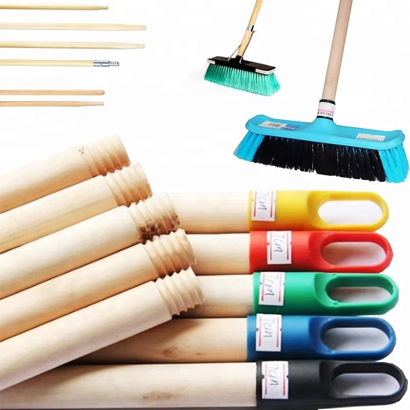 Natural broom handles wholesale handle thread tip garden hardware tools floor brush broom stick