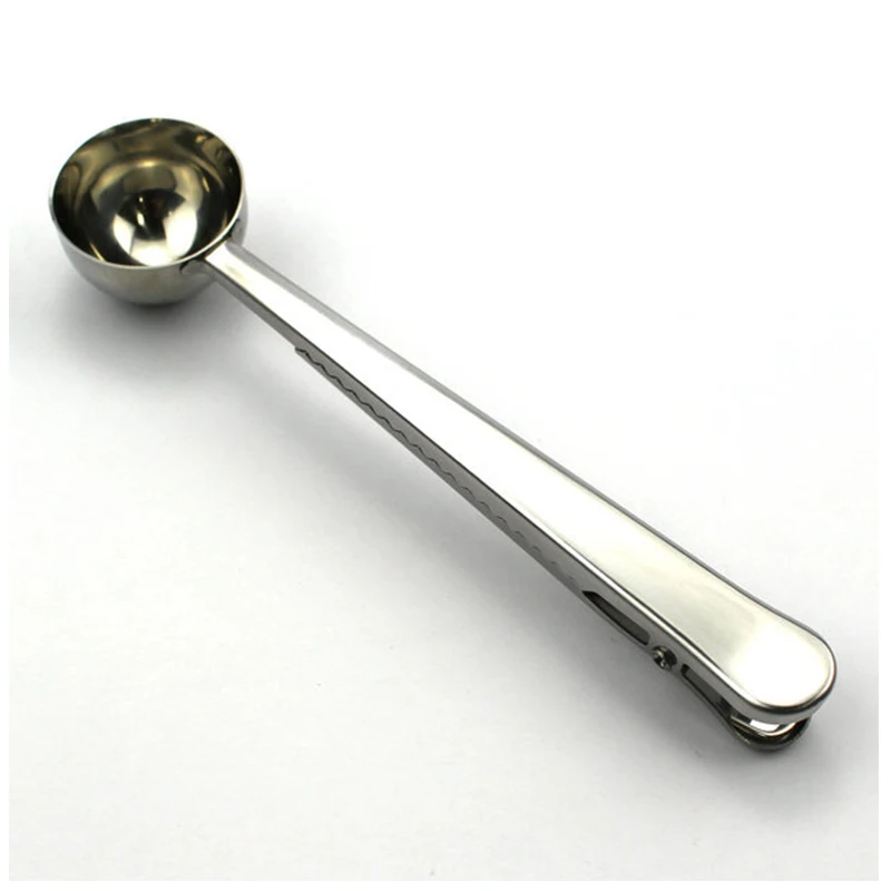 
High quality stainless steel coffee tea measuring spoon with Integrated Seal Bag Clip Tools Tea Scoop 