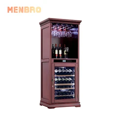 Wholesale Modern Bar Cabinet with Wine Cooler Fridge Compressor 60 Bottle Display Oak Cellar Free Standing or Built-in